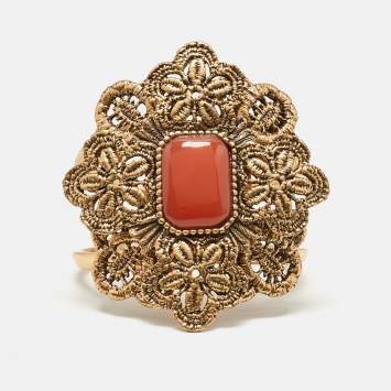 Pre Owned Oscar de la Renta Resin Gold Tone Bracelet