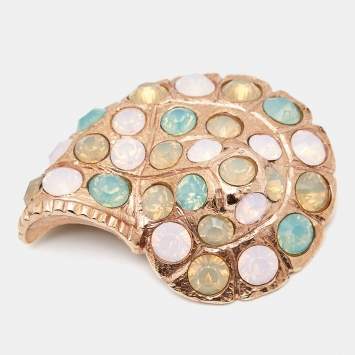 Pre Owned Oscar de la Renta Crystal Gold Tone Brooch