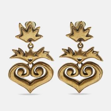 Pre Owned Oscar de la Renta Gold Tone Earrings