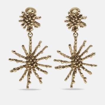 Pre Owned Oscar de la Renta Gold Tone Earrings