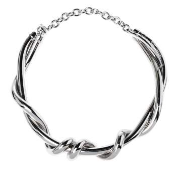 Pre Owned Oscar de la Renta Silver Tone Modern Twist Necklace