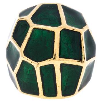 Pre Owned Oscar de la Renta Enamel Gold Tone Cocktail Ring Size 54.5