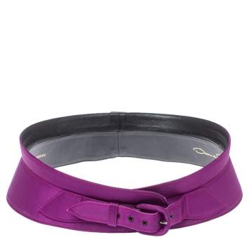 Pre Owned Oscar de la Renta Purple Satin Waist Belt Large