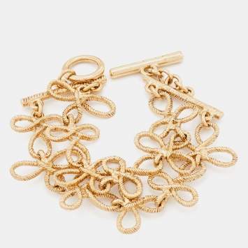 Pre Owned Oscar de la Renta Gold Tone Knot Toggle Bracelet
