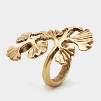 Pre Owned Oscar de la Renta Fern Gold Tone Ring EU 55 