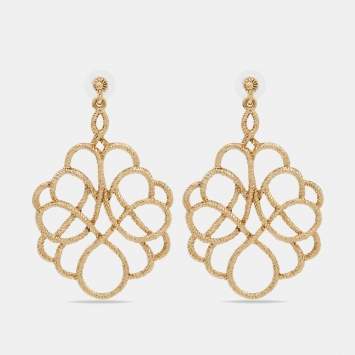 Pre Owned Oscar de la Renta Gold Tone Entangled Dangle Earrings