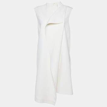Pre Owned Oscar de la Renta Cream Wool Sleeveless Mini Dress XL