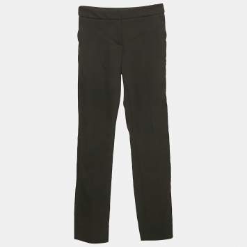 Pre Owned Oscar de la Renta Black Gabardine Wool Trousers XS