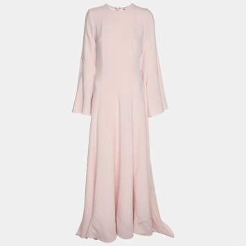 Pre Owned Oscar de la Renta Pink Jersey Long Dress M