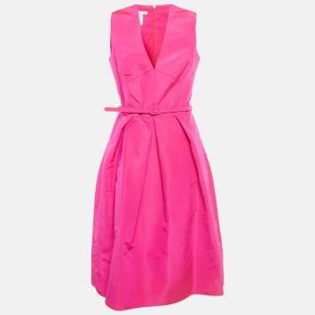 Pre Owned Oscar de la Renta Pink Taffeta Silk Shorts Dress M