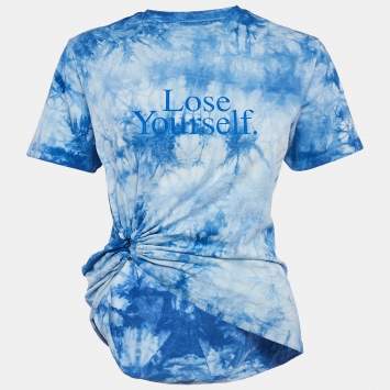 Paco Rabanne Blue Tie-Dye Print Cotton Asymmetric T-Shirt S