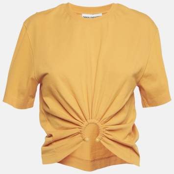 Paco Rabanne Orange Jersey Ruched T-Shirt S