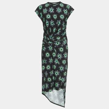 Pre Owned Paco Rabanne Black Floral Print Jersey Skirt and Top Set M