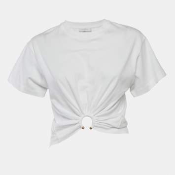 Paco Rabanne White Cotton Knit Ring Detail Top XS