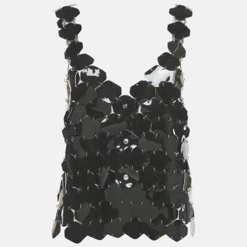 Pre Owned Paco Rabanne Black Acetate Disco Top M