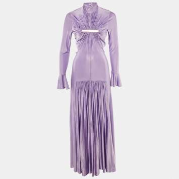 Pre Owned Paco Rabanne Lavender Jersey Metal Detail Gown S