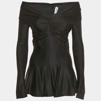 Pre Owned Paco Rabanne Black Jersey Ruched Top 