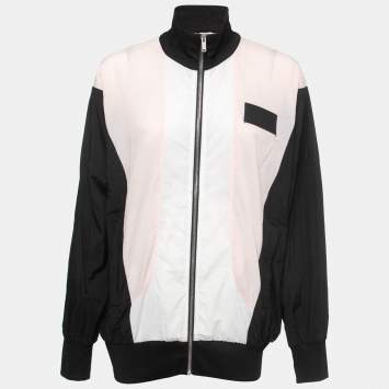 Pre Owned Palm Angels Black/Pink Colorblock Nylon Track Jacket S