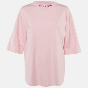 مملوكة مسبقًا Palm Angels Pink Cotton Knit Oversized T-Shirt M