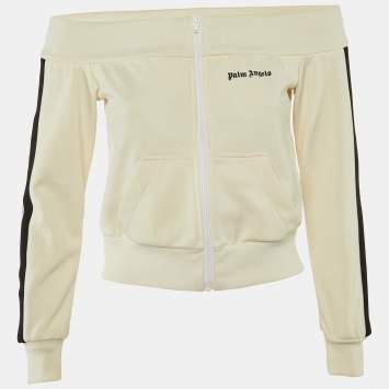 Pre Owned Palm Angels Cream Jersey Off-The-Shoulder Track Jacket S