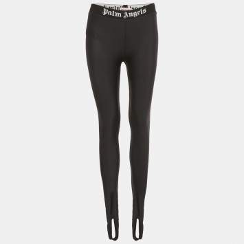 مملوكة مسبقًا Palm Angels Black Logo Waistband Jersey Stir-Up Leggings S