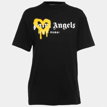 Pre Owned Palm Angels Black Logo Print Cotton T-Shirt XS   