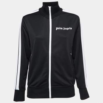 Pre Owned Palm Angels Black Jersey Striped Zip-Up Track Jacket S
