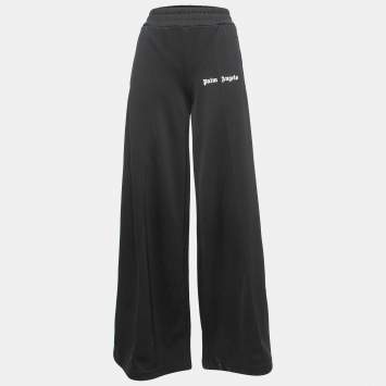 Pre Owned Palm Angels Black Synthetic Side Stripe Detail Wide-Leg Track Pants M