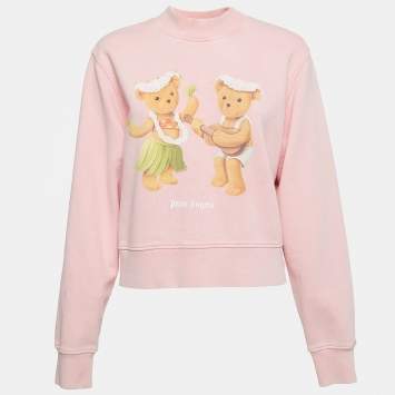 Pre Owned Palm Angels Pink Teddy Bear Print Cotton Crew Neck Sweatshirt M