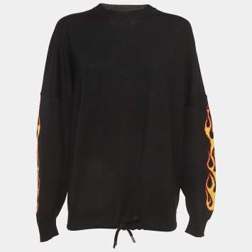 Pre Owned Palm Angels Black Wool Knit Round Neck Sweater S