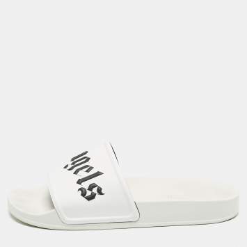 Pre Owned Palm Angels White Leather Slide Sandals Size 41