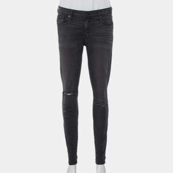 Pre Owned Parker Smith Dark Grey Denim Distressed Skinny Jeans M