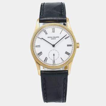 Patek Philippe White Yellow Gold Calatrava 3796J Manual Winding Women's Wristwatch 31mm