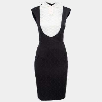 Pre Owned Paul & Joe Black Jacquard Lace Bib Detail Rythme Sleeveless Dress S