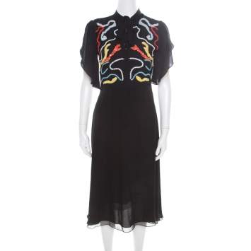 Pre Owned Paul and Joe Black Embellished Silk Grabel Dress S