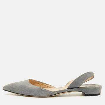 مملوكة مسبقًا Paul Andrew Grey Suede Rhea Slingback Ballet Flats Size 35