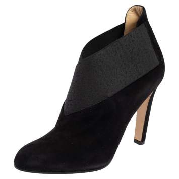 Pre Owned Paul Andrew Black Suede and Elastic Ankle Booties Size 39