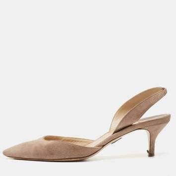 Pre Owned Paul Andrew Brown Suede Rhea Slingback Pumps Size 37.5