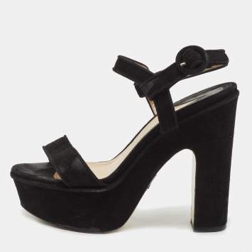 Pre Owned Paul Andrew Black Suede Stanton Sandals Size 36