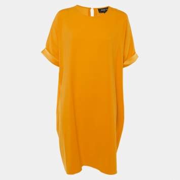 Pre Owned Paule Ka Orange Crepe Shift Dress M