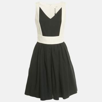 Pre Owned Paule Ka Black/Beige Cotton Mini Dress M