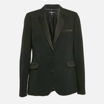 Pre Owned Paule Ka Black Sateen Single Breasted Blazer M