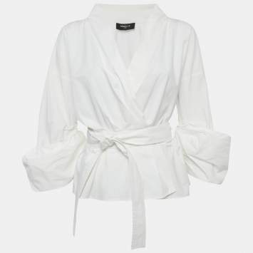 Pre Owned Paule Ka White Cotton Wrap-Up Top L