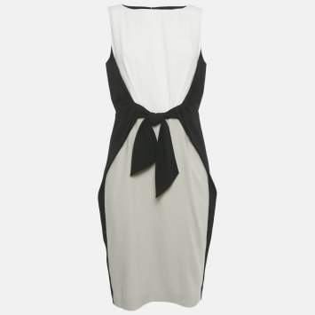 Pre Owned Paule Ka Black Crepe Tie-Up Detail Midi Dress L