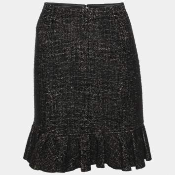 Pre Owned Paule Ka Grey Tweed Flared Mini Skirt S