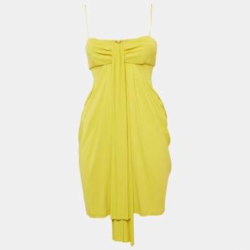 Pre Owned Paule Ka Green Jersey Draped Strappy Mini Dress S