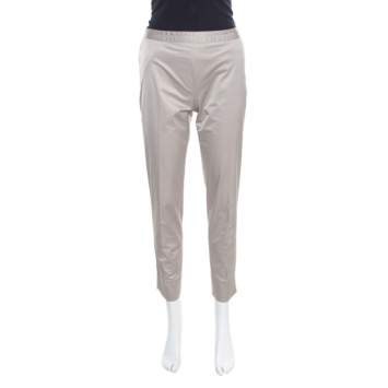 Pre Owned Paule Ka Beige Embroidered Waist Detail Cropped Pants M
