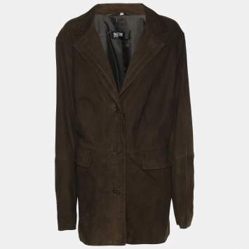 Pre Owned N.O.W by Persona Moss Green Suede Single Breasted Jacket XL