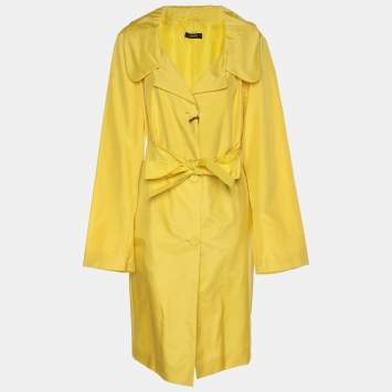 Pre Owned Persona Yellow Silk Belted Overcoat L