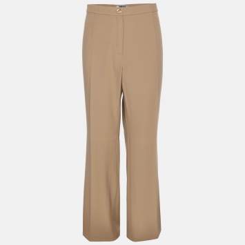 Pre Owned Perte by Krizia Brown Crepe Straight Leg Trousers XL